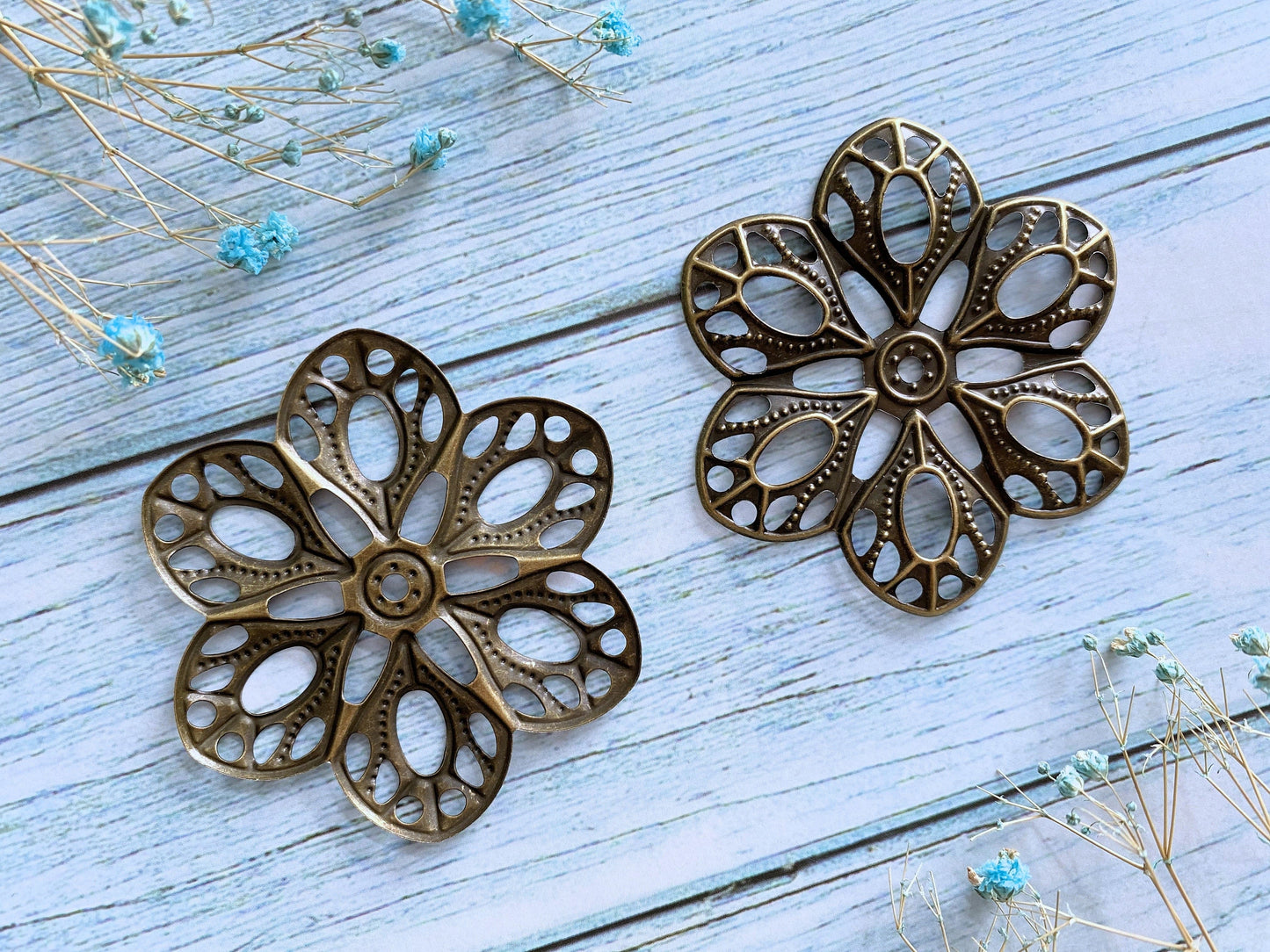 Filigree 2pcs Flower Filigree Findings for Crafting Vialysa