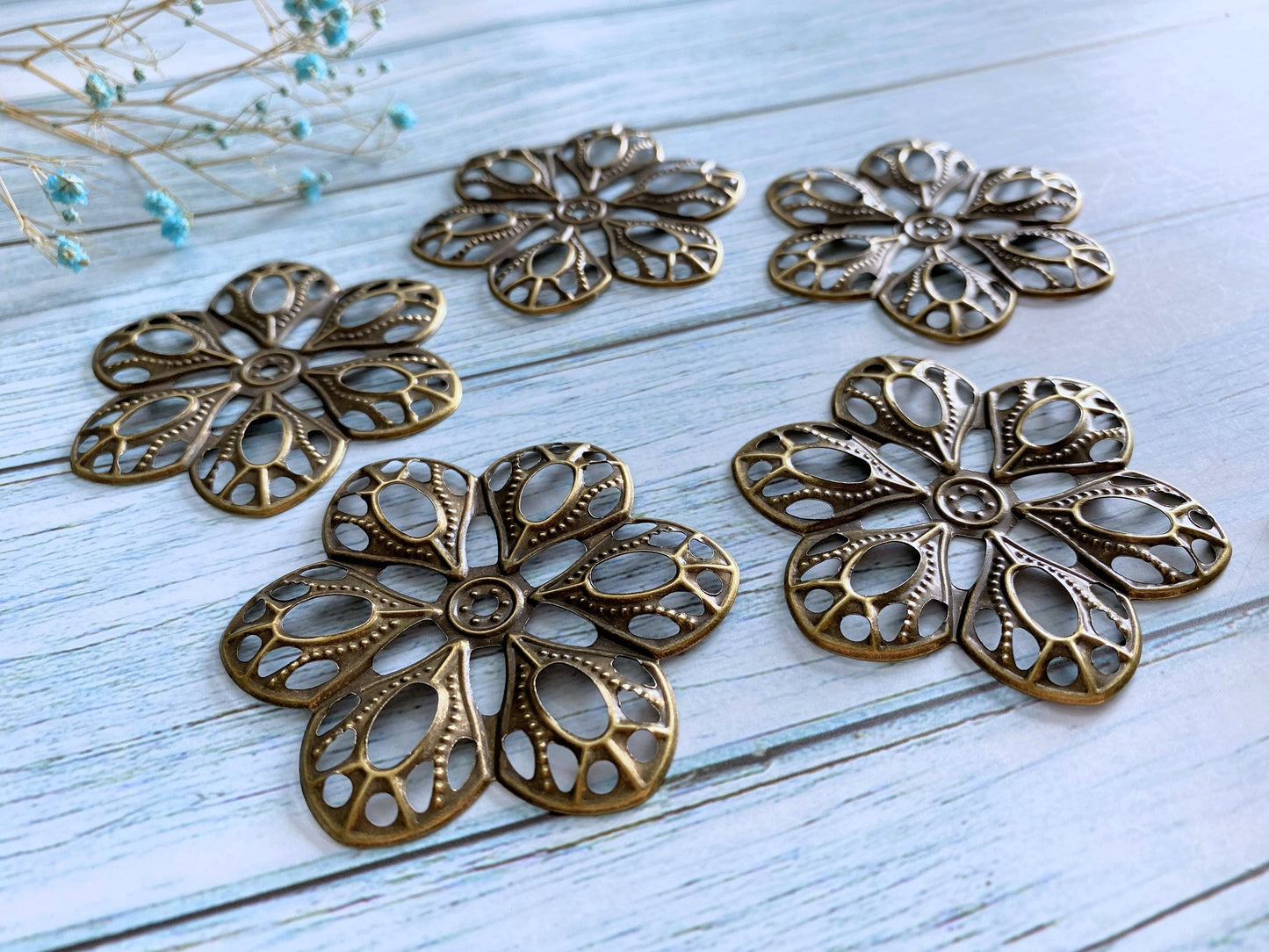 Filigree 2pcs Flower Filigree Findings for Crafting Vialysa