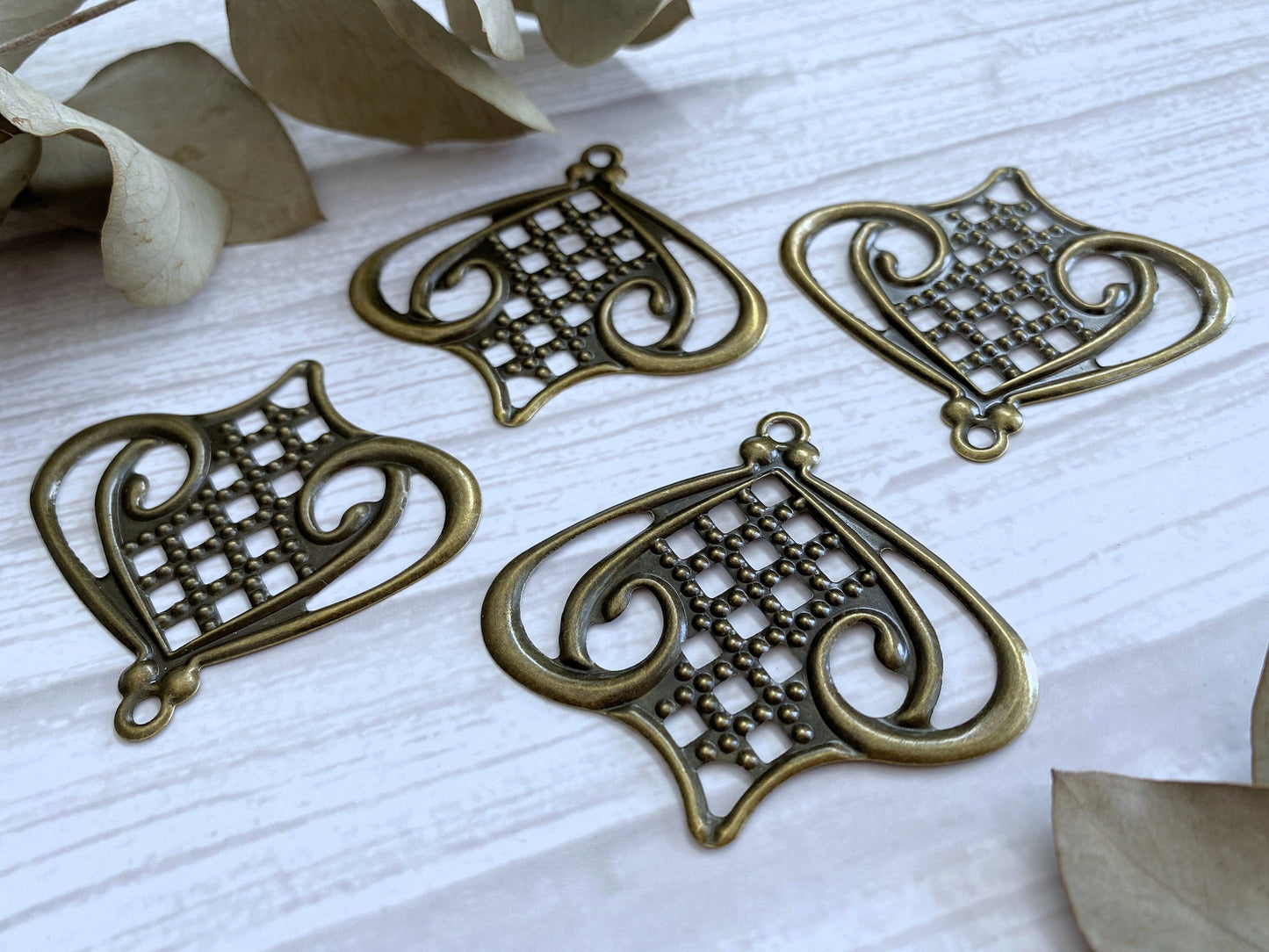 Filigree 3pcs Antique Bronze Earrings Making Charms Vialysa